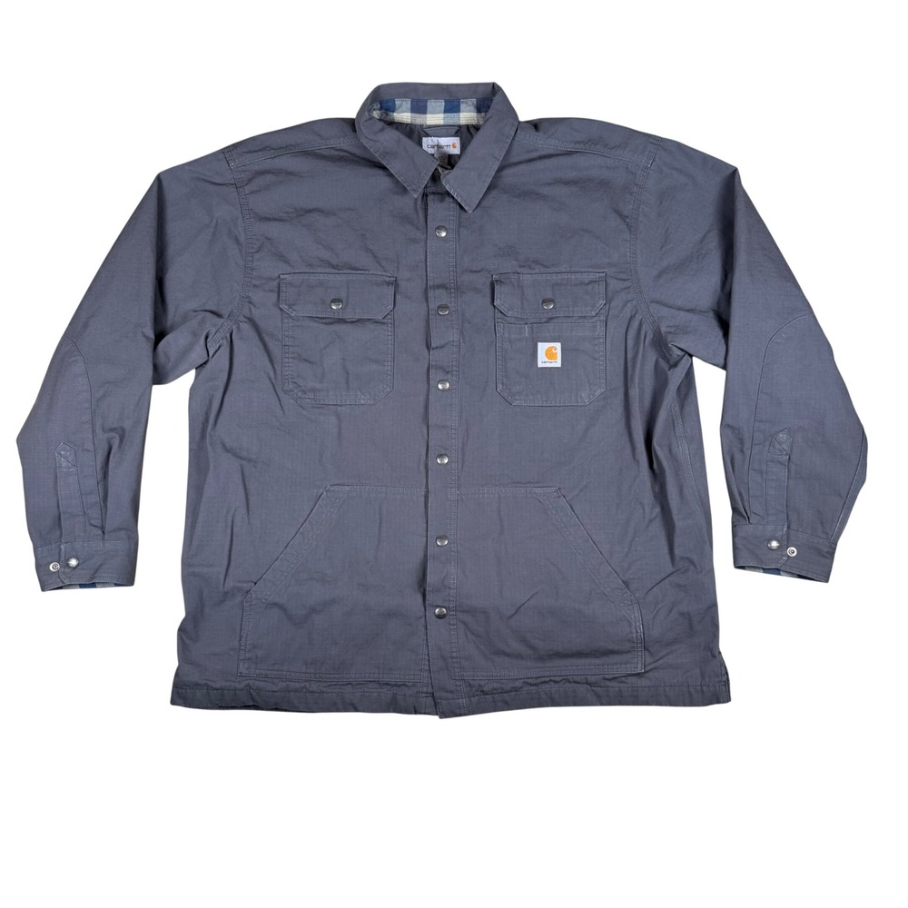Carhartt Mens 2XL Shadow Grey Flannel Lined Ripstop Shirt Jacket 104146 029